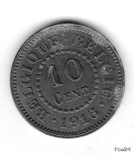 Königreich Belgien , 10 Cent Centimes 1916 deutsche Besatzung 1