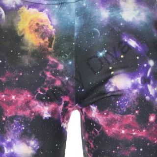 Leggings Damen Hose Leggins Schwarz Bunt Universum Galaxy Bedruckt 36