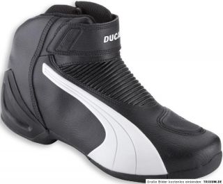 DUCATI Puma FLAT V2 BLW halbhoher Stiefel Schuhe schwarz / weiß NEU