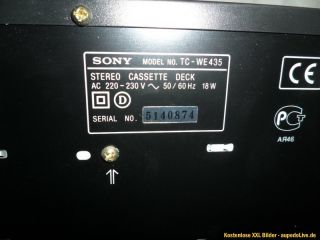 SONY Stereo Cassette Deck TC WE 435 Doppelcassettendeck Bastler