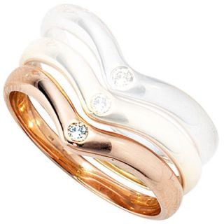 Damenring Ring mit Diamant Brillant, 585 Rotgold Gold, für Damen