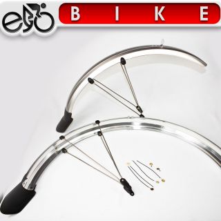 Fahrrad Schutzblech Set Schutzbleche silber 45mm kontaktiert 28 A589