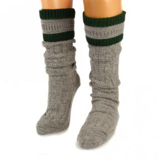 Trachtenstrümpfe grau grün Trachten Socken Kniebundsocken