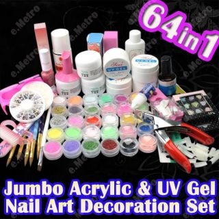 65 in1 UV Gel & Acrylic Nail Art Manicure Decor Glitter Powder 9W Lamp