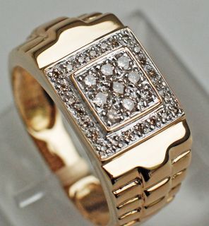 XXL Gold Ring 585 mit insgesamt 0,5 Karat Diamanten Herrenring Größe