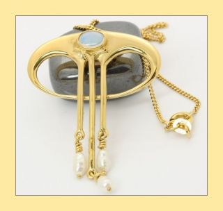 14kt 585 Damen Gold Collier Bergkristall Flussperlen Perlen Halskette