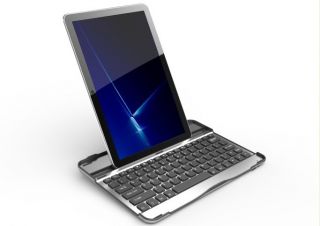 Aluminium Bluetooth QWERTZ Tastatur und Gehäuse für Samsung Galaxy