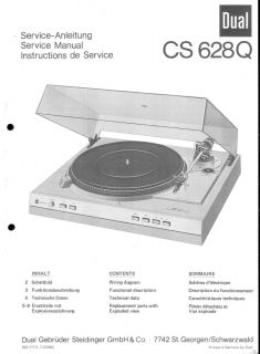Dual Original Service Manual für CS 628 Q