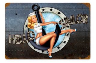 Lethal Threat Hello Sailor US Navy Marine Pin Up Anker Sign