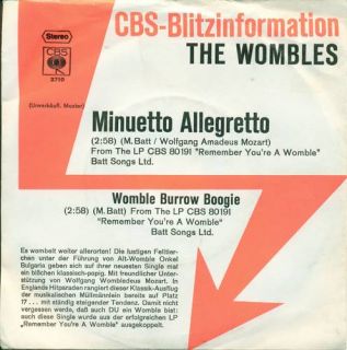 THE WOMBLES   MINUETTO ALLEGRETTO SINGLE 7 (S639)
