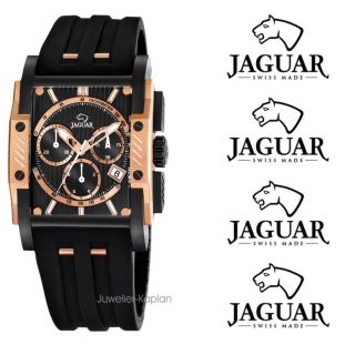Jaguar J643 2 Herrenuhr Chronograph Armband Kautschuk Schwarz Rose Neu