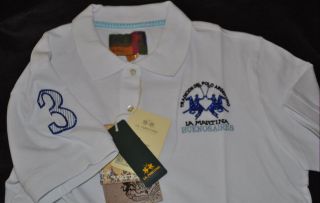 La Martina Damen Poloshirt kurzarm bianco L, XL, XXL 2012 neu