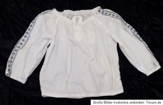 Tolle Stickerei Tunika Bluse von H&M L.O.G.G. 158 mit Smokpartie weiß