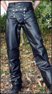 Lederhose Pouch echt Leder Hose Lederjeans black leather pants