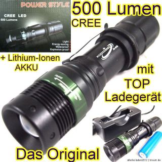 600 Lumen POWER STYLE CREE Xenon SMD LED Taschenlampe ZOOM+Lithium