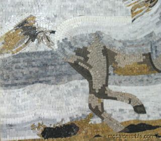 Wildes Pferd Mosaik Fliesen Mosaico Naturstein Rosone