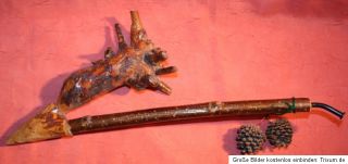 UNIKAT antike Jäger Pfeife Jägerpfeife selbstgebaut aus Wurzel Deko
