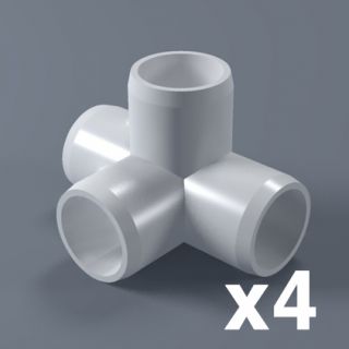 way Tee PVC Connector Fitting   4 Pack