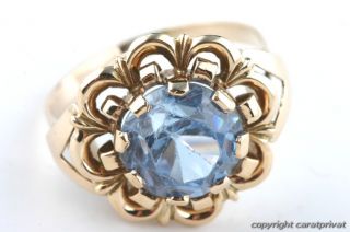 Gold Ring 585 mit blauem Stein Goldschmuck Damenring