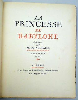 VOLTAIRE LA PRINCESSE DE BABYLONE ILLUSTRE BARTE 1928.