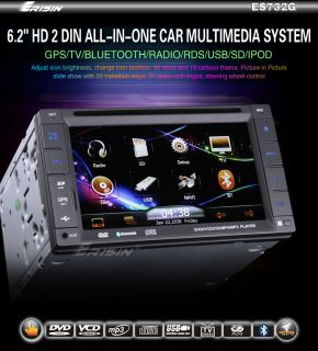 ES732AU 6.2 2 Din HD Car DVD Player GPS IPOD TV Bluetooth