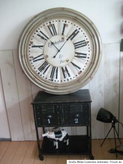 Riesige Landhaus Wanduhr 100cm Metall Uhr Vintage Optik Einzigartig