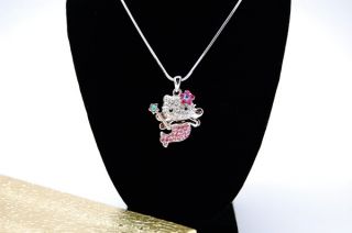 NEW HELLO KITTY BIG 3D BODY PINK FLOWER WITH WING NECKLACE ~~