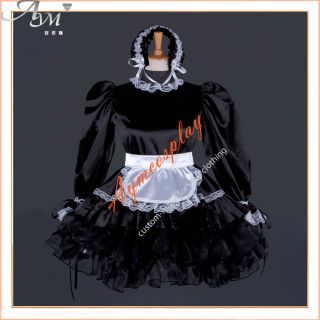 Dienstmaedchen Zofen Satin verschliessbar Kleid G793 sissy maid