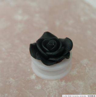 Tunnel/Plug 20 mm schwarze Rose Black Rose Blume Acryl/Kunststoff