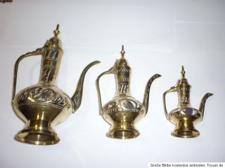 Messing indische Teekanne Mokkakanne Kanne Deko 3 Stück Dekoration