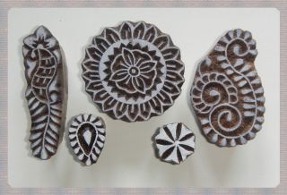 HENNA TATTOO STAMPS WOODEN BLOCKS FLORAL MODEL INDIA
