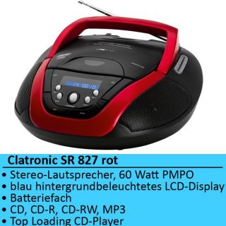 CD  Player Stereo Radiorecorder Clatronic SR 827 rot