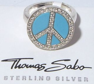 Thomas Sabo Peace Ring mit Strass TR1820 06 18 türkis Gr. 58/18,4 mm