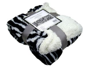 Zebra Black and White Faux Fur Throw Blanket