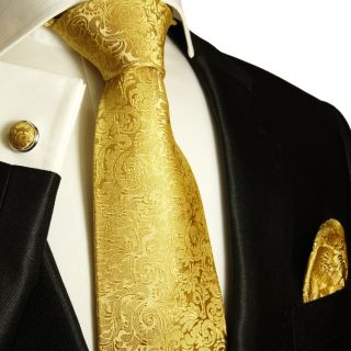 Goldenes Krawatten Set 3tlg 100% Seide Paul Malone 902