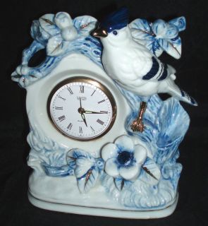 Landex Royal Craft Alarm Clock   Blue and White Porcelain Bird