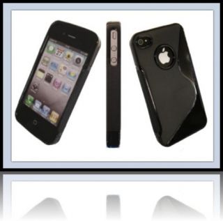 Rubber Case Schwarz Tasche Apple iPhone 4 S Handy Schutz Hülle Case