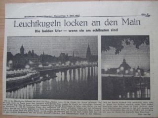 Frankfurt am Main Beleuchtung Mainufer 1937 dreiarmige Laternen