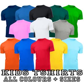 Girls Boys Tshirt Top T Shirt New All Colours + Sizes