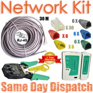 Network Kit RJ45 Cable Tester+Connector Boot+Crimp Tool