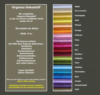 Organza deko stoffe floristik materwere 19 Farben Hochzeit Spiel Party