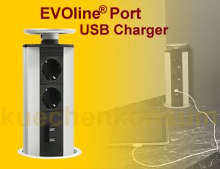 EVOline Power Port USB Anschluss Charger Steckdosenelement Ladestation