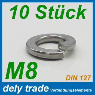 10 Stück Federringe M8 DIN 127 V2A Edelstahl Sicherungsringe