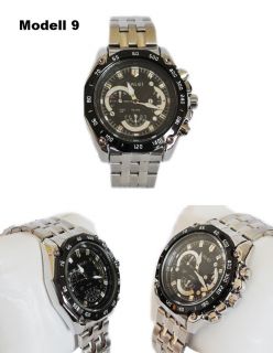 Fashion Digital Analog Uhr Herrenuhr Chronograph Silber Armbanduhr
