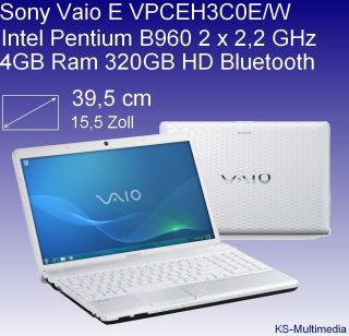 Sony Vaio E Series VPCEH3C0E/W 39,5cm Notebook Weiss, Intel B960 Dual