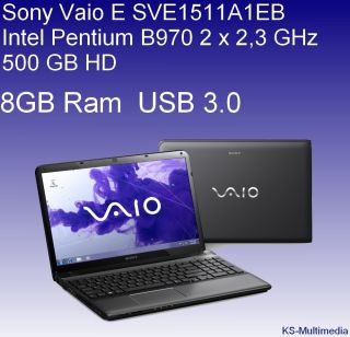 Sony Vaio E Series SVE1511A1EB 39 5cm Notebook in Schwarz 8GB Ram