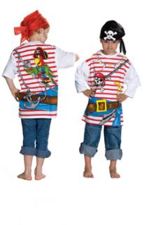 Faschingskostüm Kinder Spieleshirt Pirat mit Piratenkappe schwarz