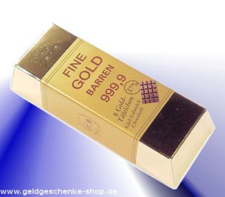 Geldgeschenke GeschenkIdee Schokolade Goldbarren 999,9