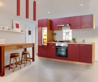 Küchenzeile 270 cm Buche rot, Einbauküche, Küche, Komplett Küche