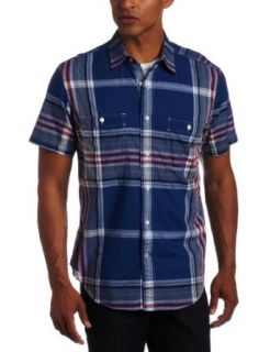Nautica Mens Short Sleeve Large Plaid Shirt, Nautica Blue